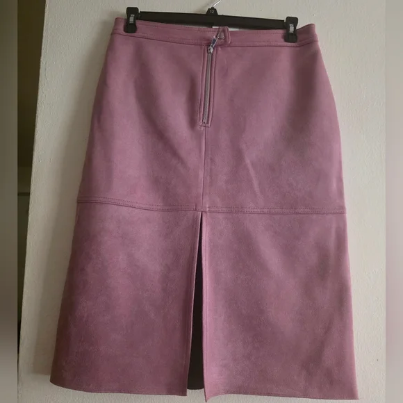 Zara Set Faux Suede Belted Jacket L+ Pencil Midi Skirt XL Lilac - Picture 8 of 12